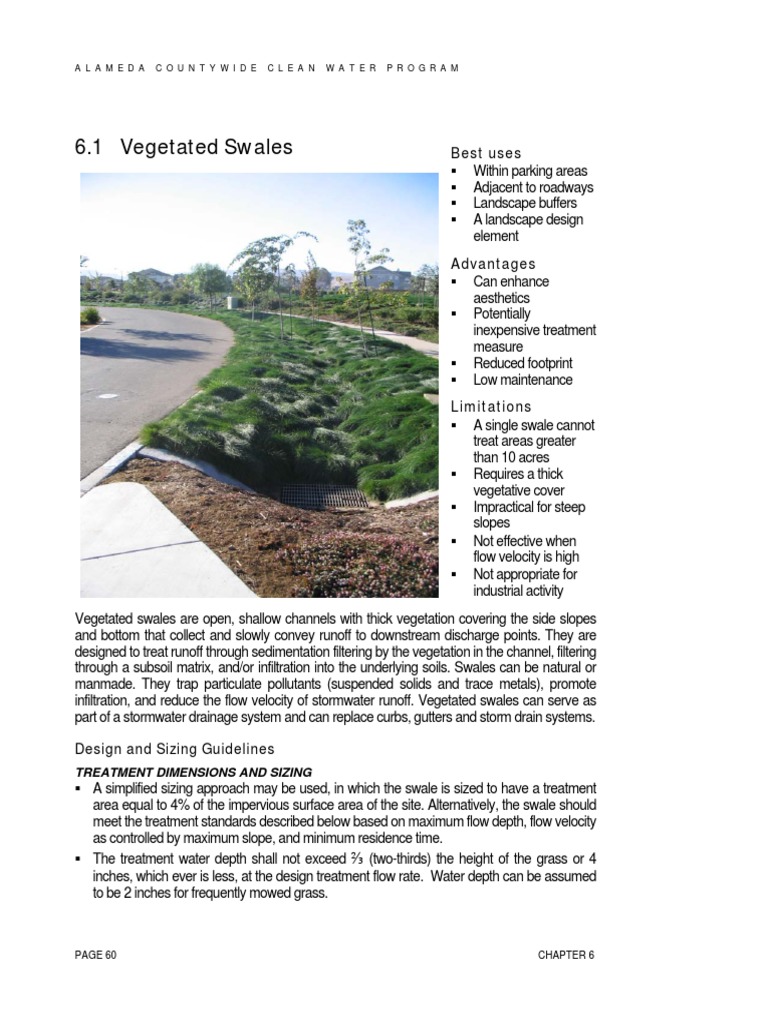 Vegetated Swales Design Guidelines | PDF | Stormwater | Surface Runoff