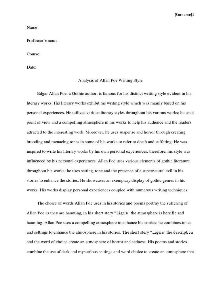 Allan Poe Writing Style | PDF | Gothic Fiction | Edgar Allan Poe