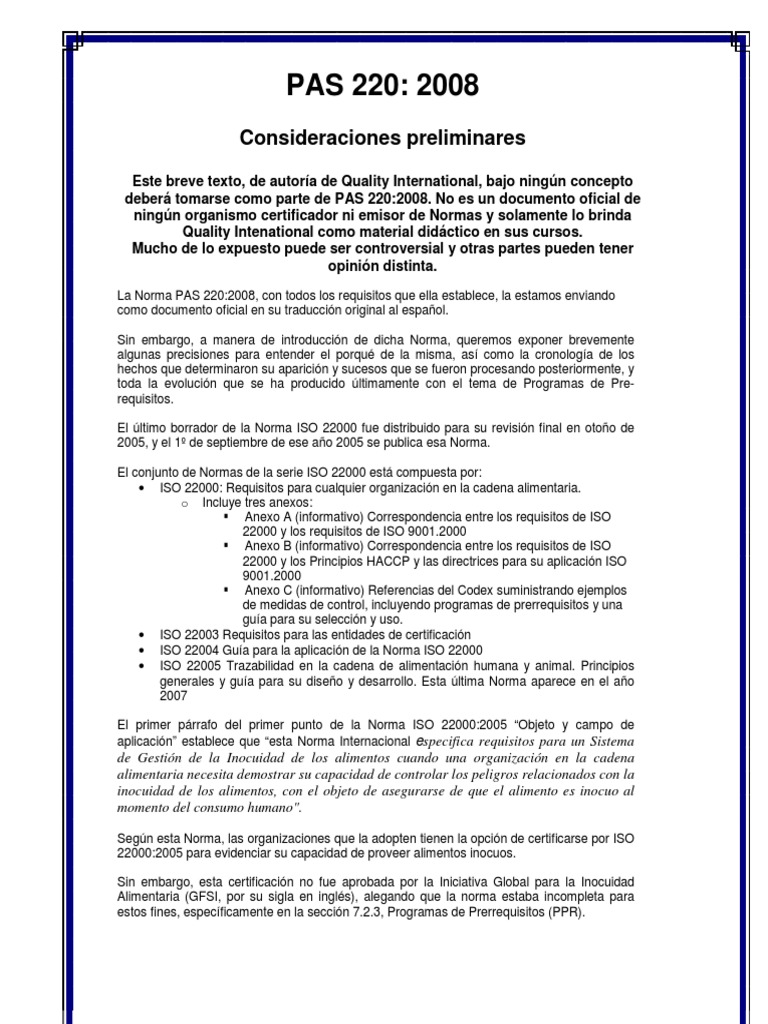 15 - PAS 220 Consideraciones Preliminares | PDF | Organización ...