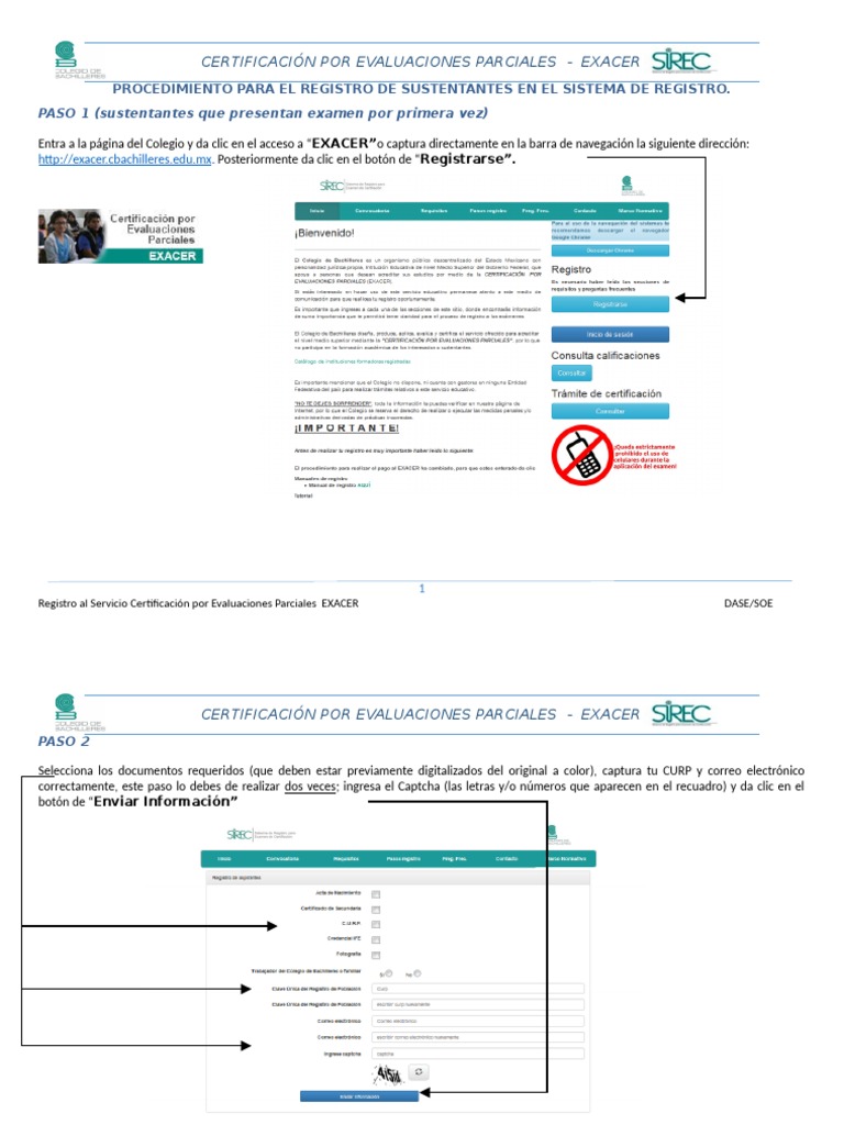 Guía de Registro EXACER 2025 | PDF | Point and Click | Contraseña