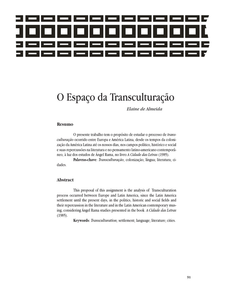 Artigo Sobre Transculturação PDF | PDF | Cidade | América Latina