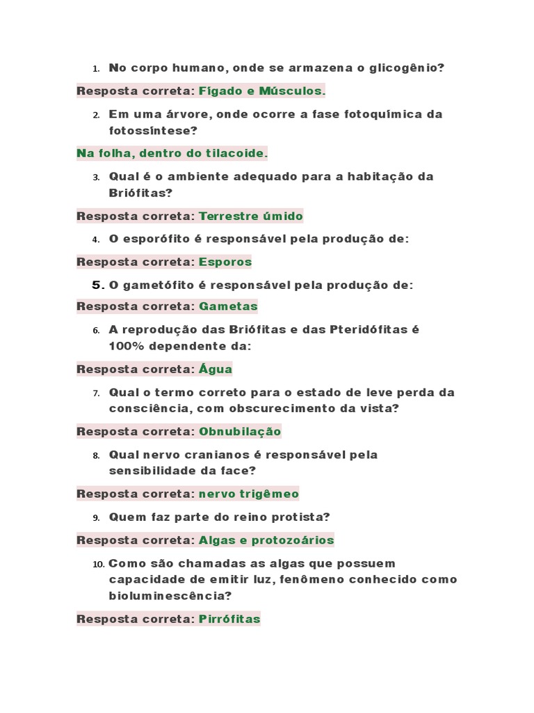 Perguntas de Biologia 2 Part | PDF