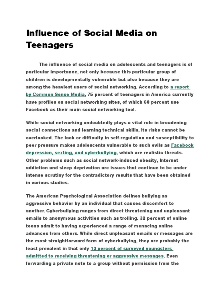 impact of media on youth essay pdf