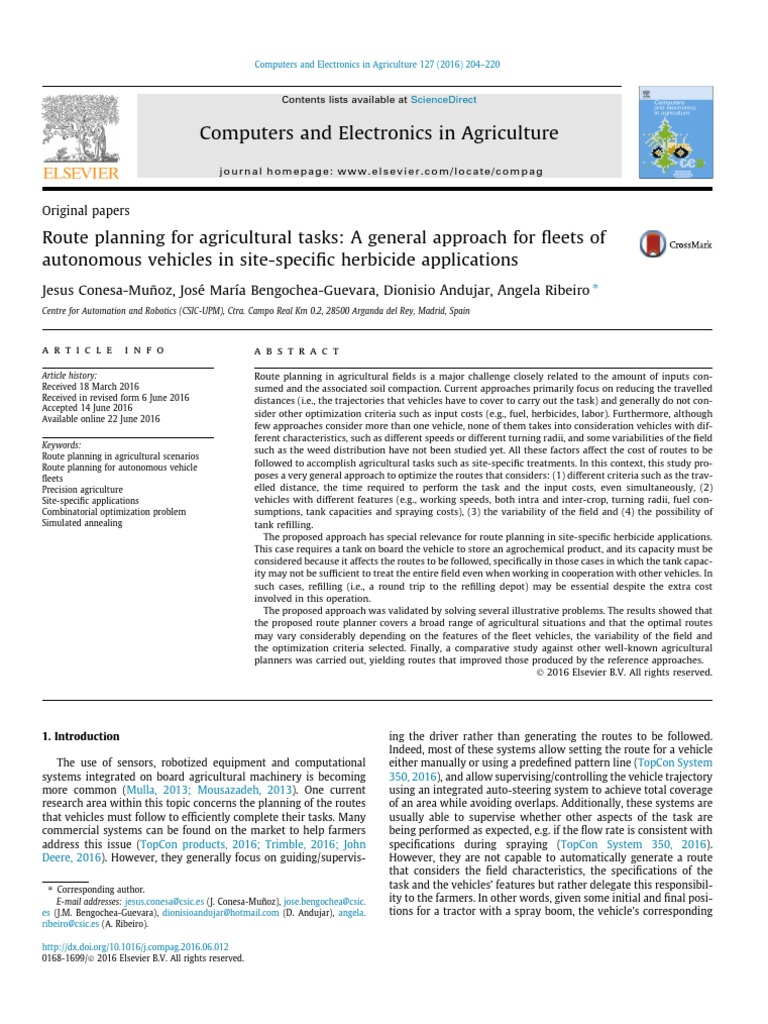 Route Planning for Autonomous Ag Vehicles | PDF | Metaheuristic ...
