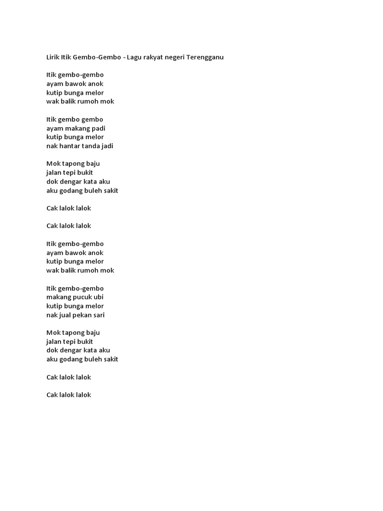 Lirik Itik Gembo Pdf