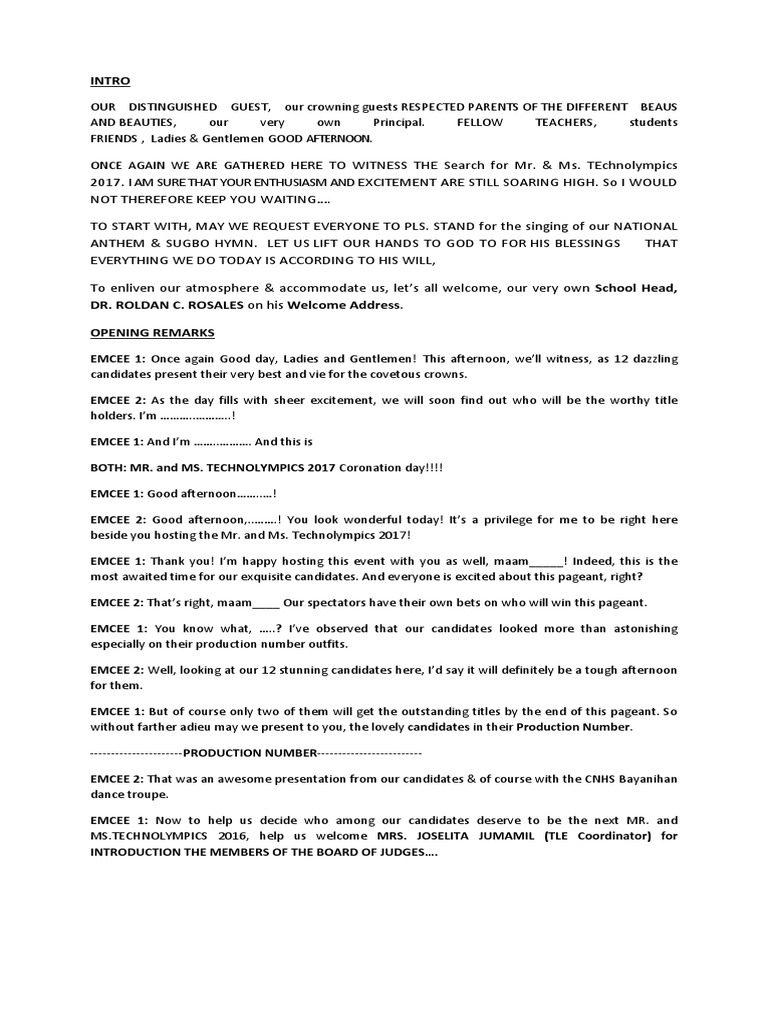 Emcee Script Pdf