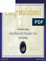 Harry Potter and The Philosopher's Stone Certificate