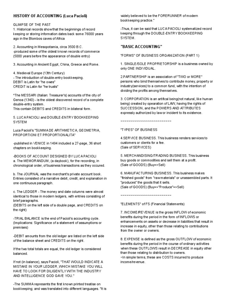 History of Accounting | PDF | Debits And Credits | Expense