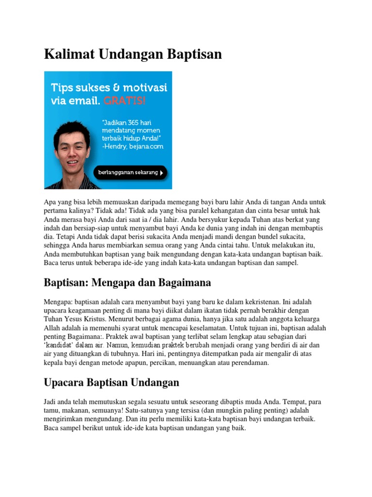 Kalimat Undangan Baptisan