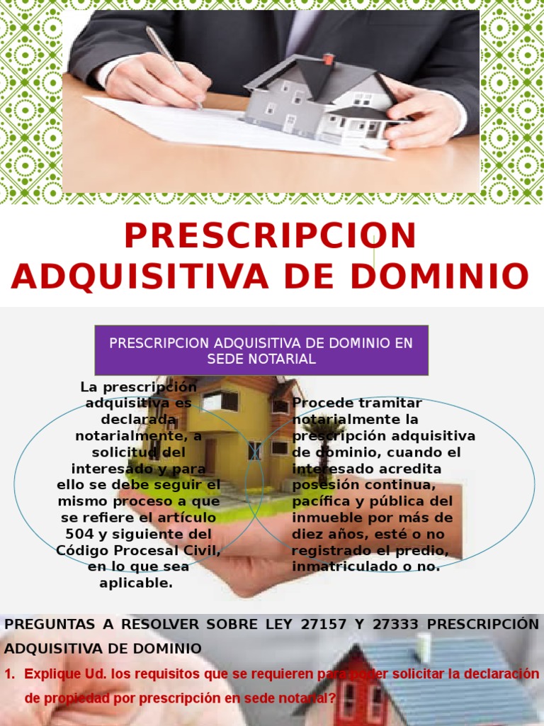 PRESCRIPCIONADQUISITIVADEDOMINIO.pptx Posesión (Derecho) Prescripción