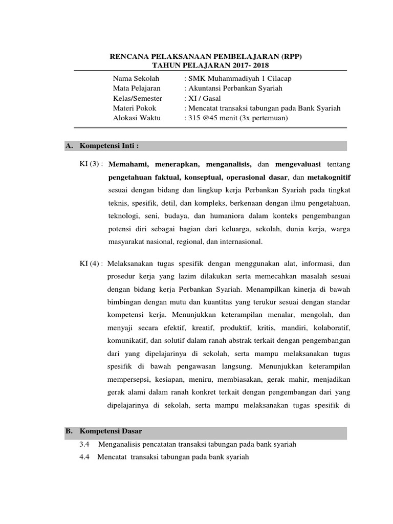 Rpp Akuntansi Perbankan Syariah