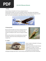 Ciri Ciri Khusus Hewan