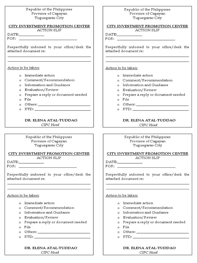 Action Slip PDF Government Information Government