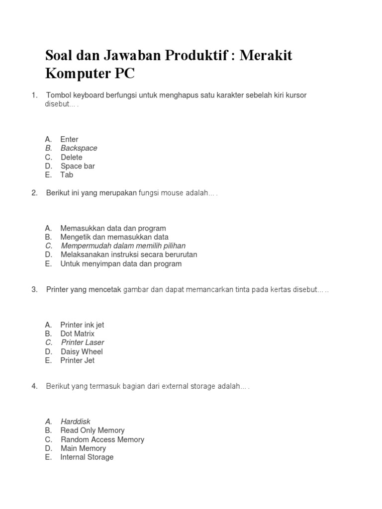 Soal Uas Perakitan Komputer