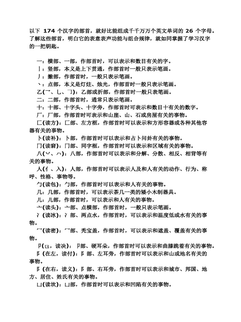 174个汉字的部首 Pdf