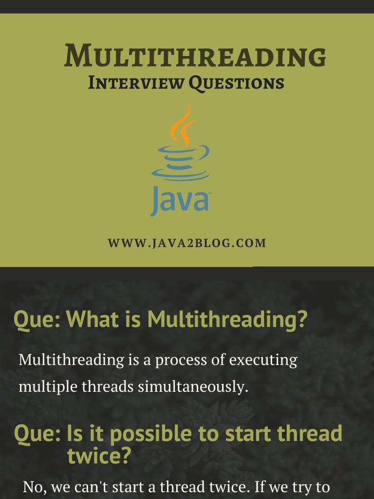Multithreading Interview Questions PDF Thread Process