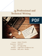 Teaching Professional and Technical Writing (ENGL 775 Syllabus, Fall 2017)