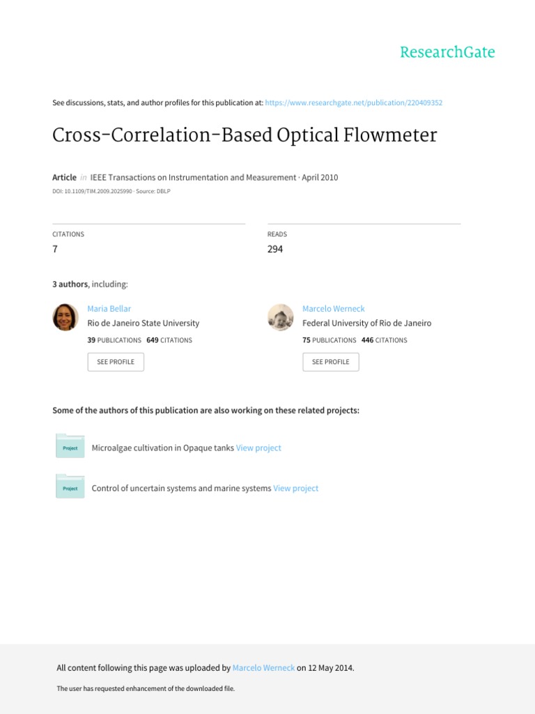 CrossCorrelation Based Optical FlowMeter PDF Flow Measurement