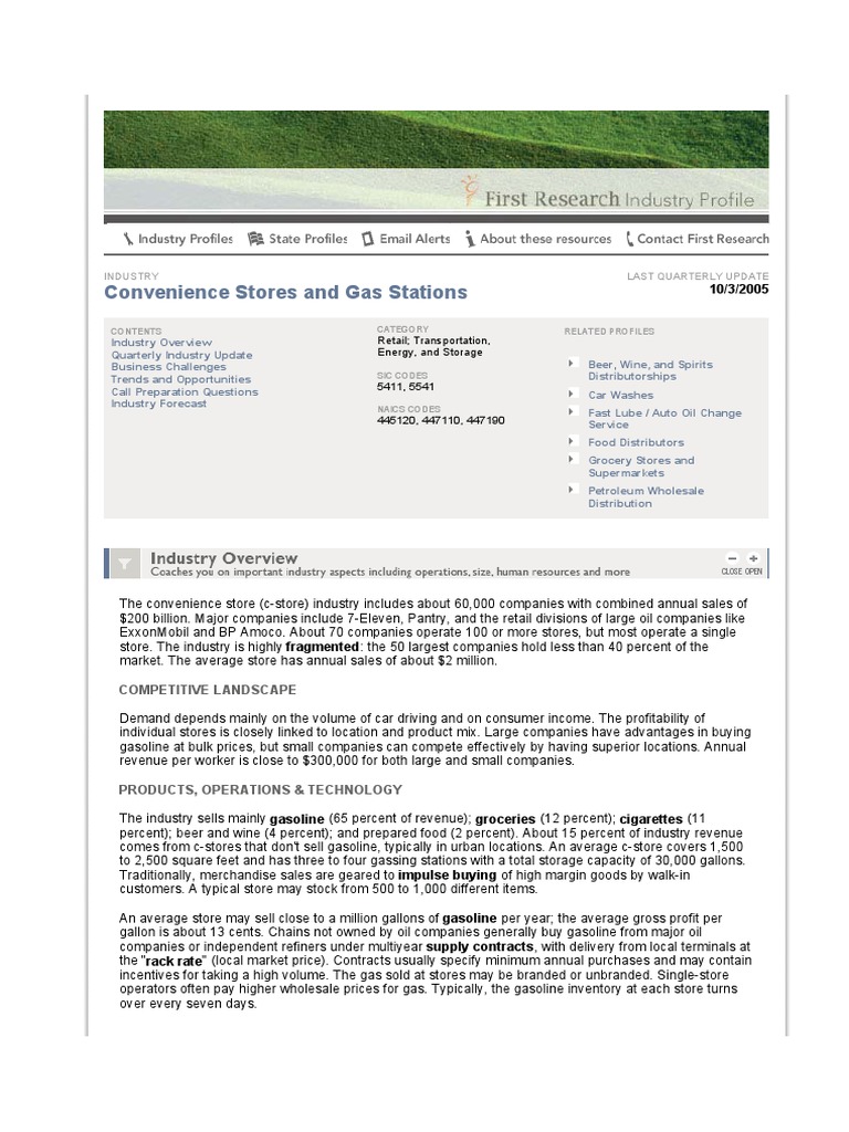 Convenience Stores Analysis | PDF | Convenience Store | Filling Station