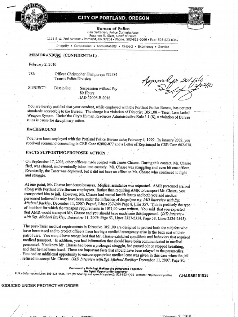 Officer Christopher Humphreys' Discipline Letter | PDF