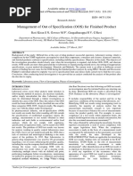 Management of Out of Specification (OOS) For Finished Product