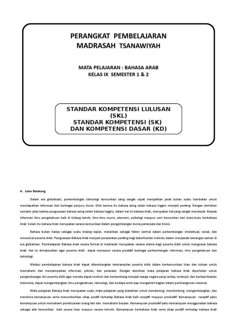 Pembelajaran Bahasa Arab Kelas IX MTs | PDF
