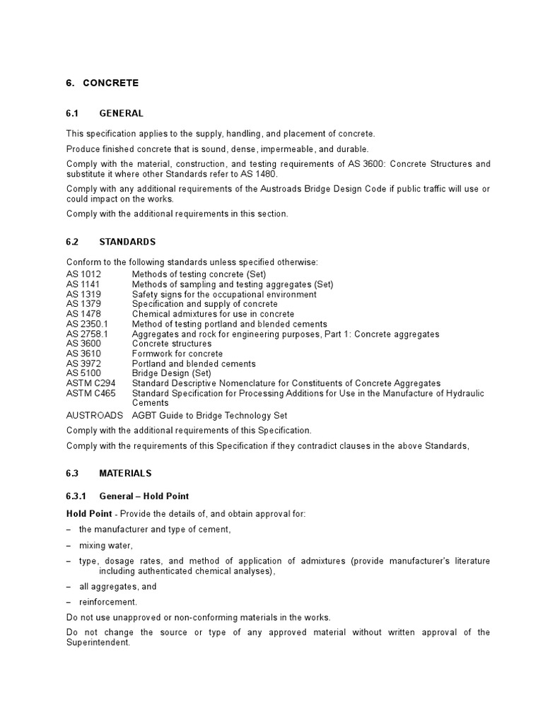 Concrete Specification | PDF | Concrete | Construction Aggregate