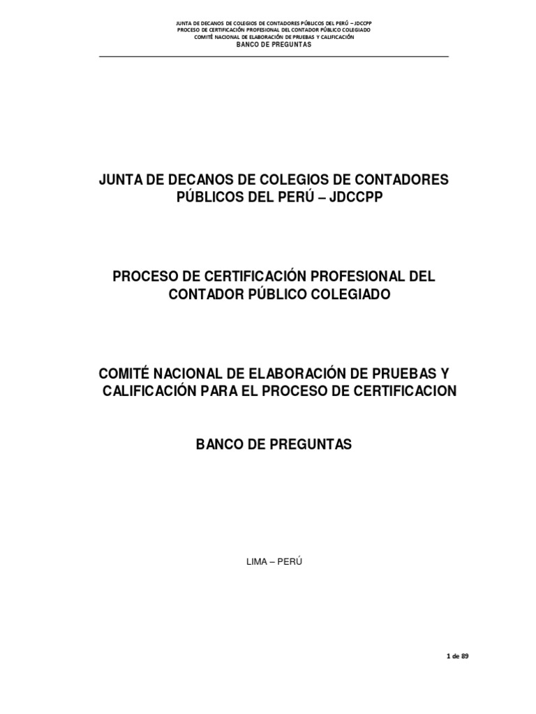 Proceso de Certificacion Profesional Del Contador Publico Colegiado PDF ...