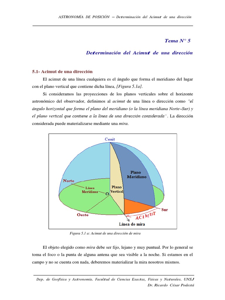 Tema 5 - Determinación Del Acimut de Una Dirección | PDF | Azimut ...
