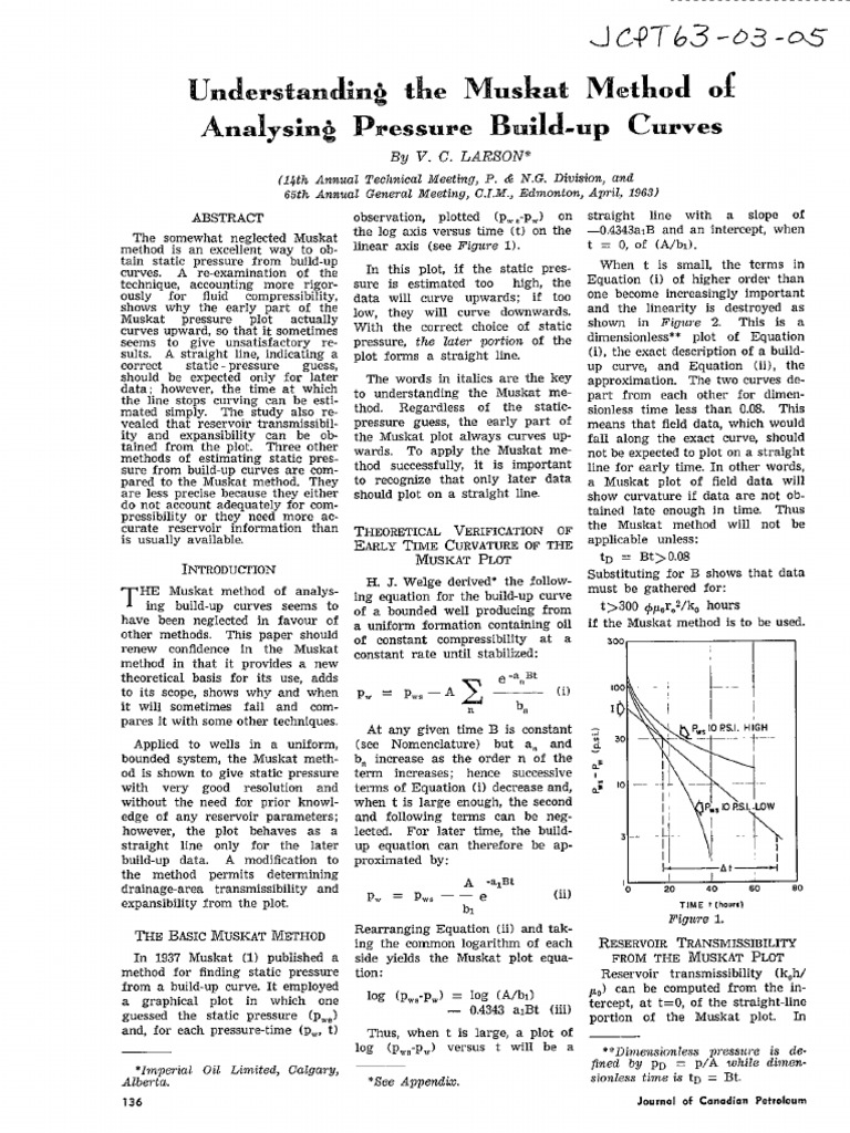 Muskat Method for Analyzing Build-Up Curves | PDF | Pressure | Line ...