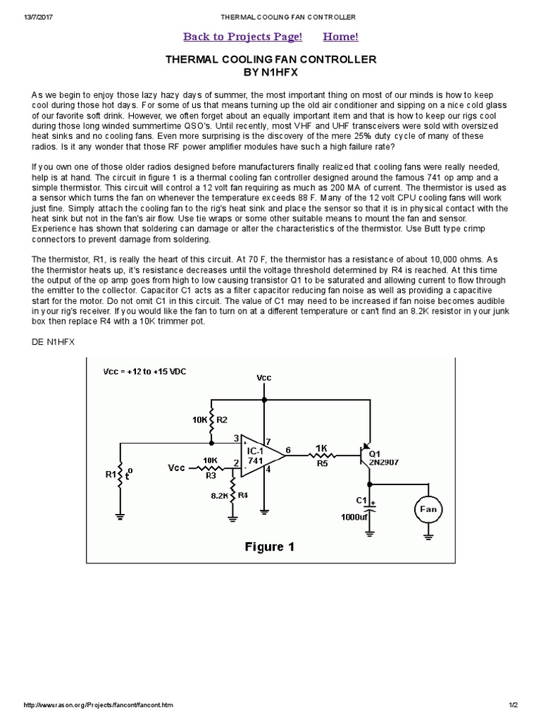 Thermal Fan Controller Schematic | PDF | Amplifier | Operational Amplifier