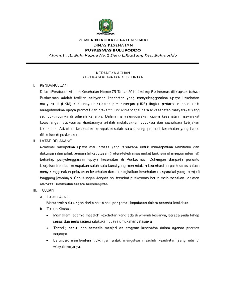 Kerangka Acuan Advokasi Kegiatan