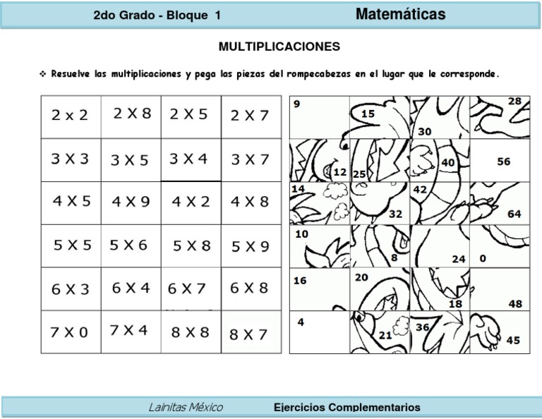 2do Grado Matemáticas Rompecabezas Multiplicativo PDF PDF