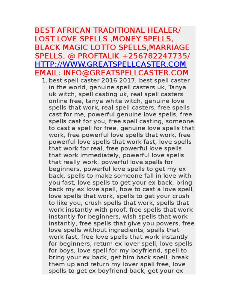No1 African powerful love spell caster with a guaranteed results