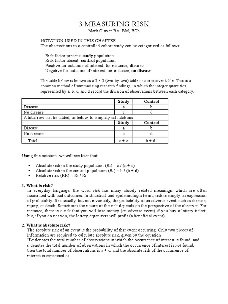 Measuring Absolute and Relative Risk | PDF | Relative Risk | Odds Ratio