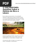 Questões Sobre a História Do Rico e Lázaro