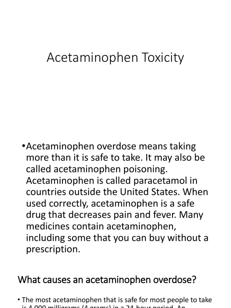 Acetaminophen Toxicity PDF Drug Overdose Alanine Transaminase