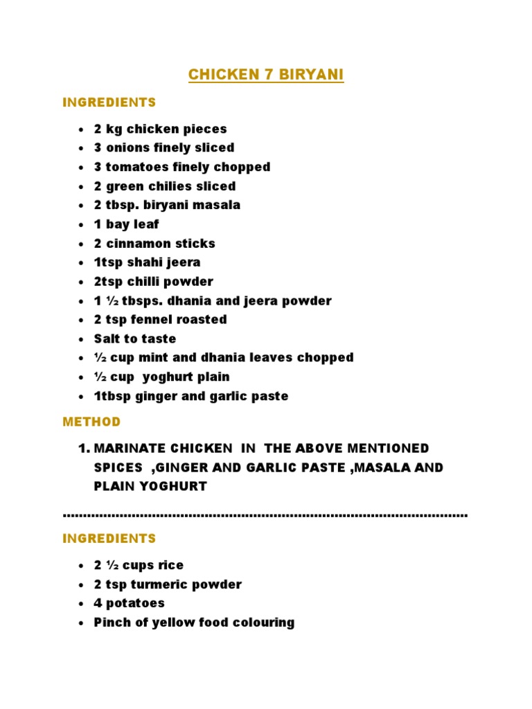 Chicken Biryani | PDF
