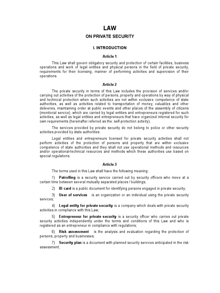 Law on Private Security(2) | Security Guard | Legal Personality