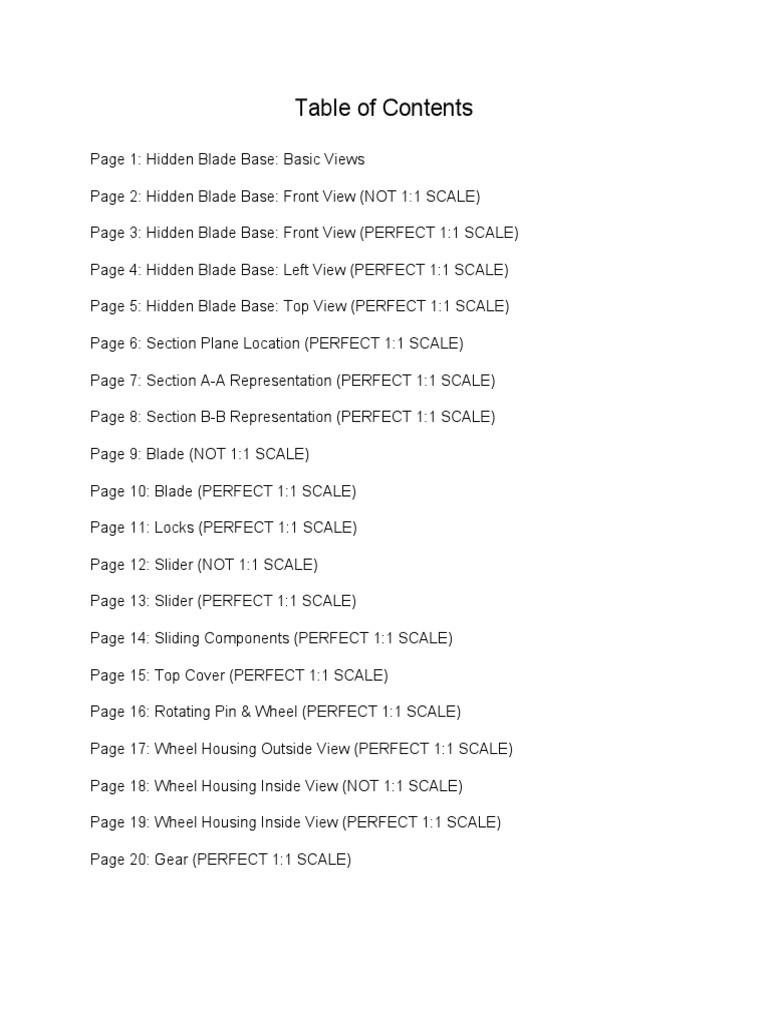 (Inches) Paper Full Size DualAction Hidden Blade Blueprints PDF