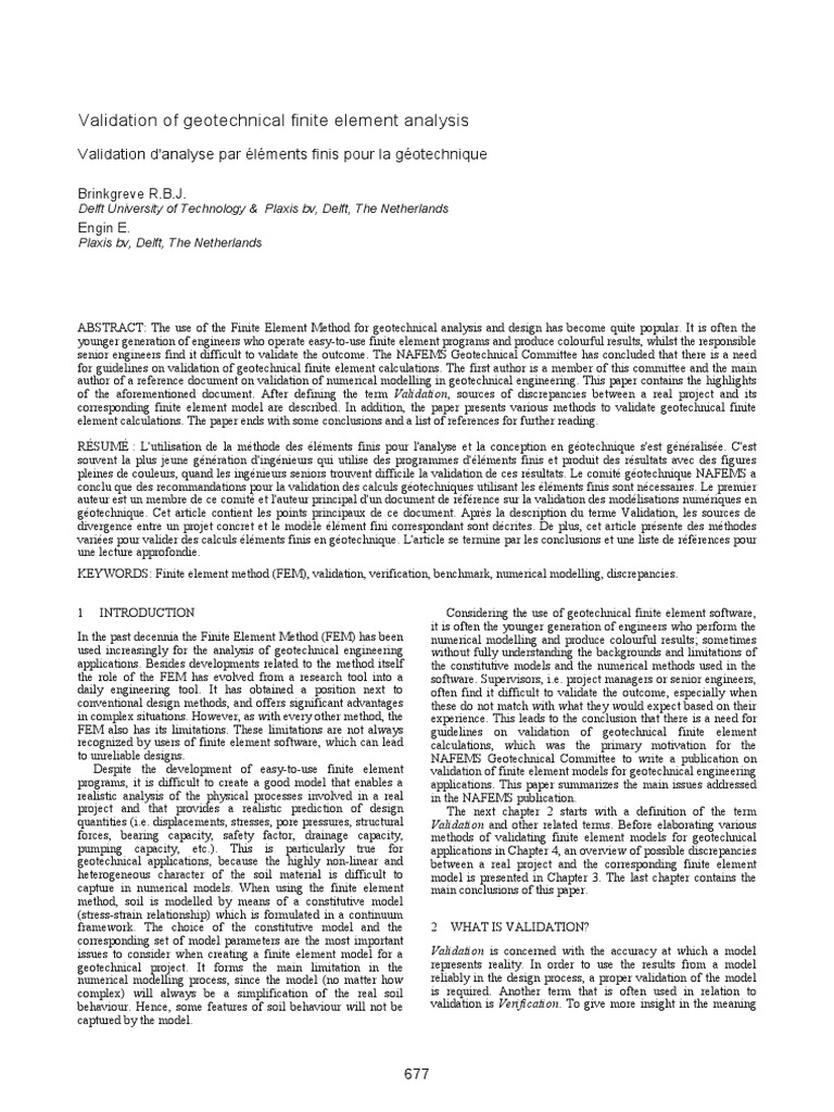 Validation of Geotechnical Finite Element Analysis PDF | PDF ...