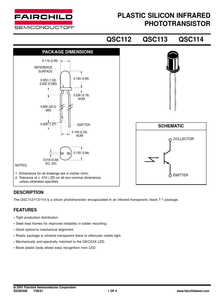 Fototransistor Datasheet PDF Semiconductors Electrical Components