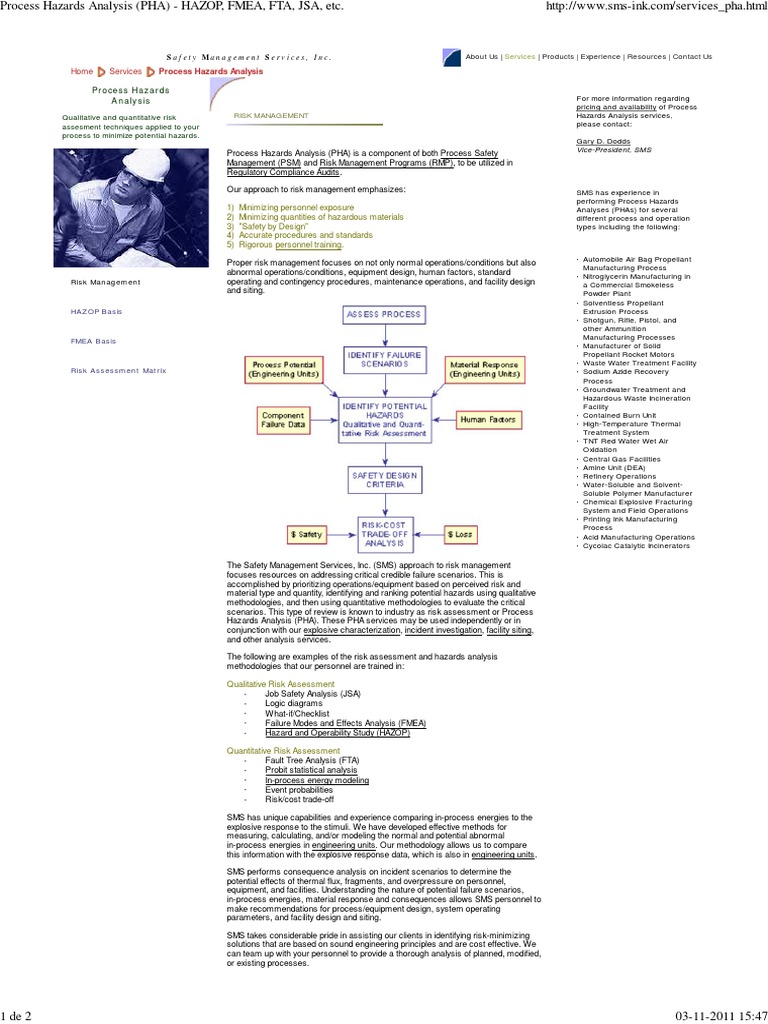 Process Hazards Analysis Pha Hazop Fmea Fta Jsa Etc | PDF | Risk ...