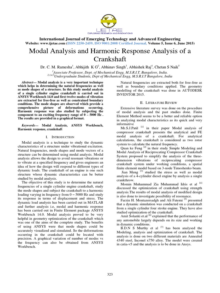 Crankshaft Modal and Harmonic Analysis | PDF | Normal Mode | Applied ...