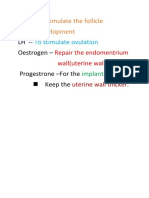 Functions of LH, FSH, Oestrogen and Progesterone