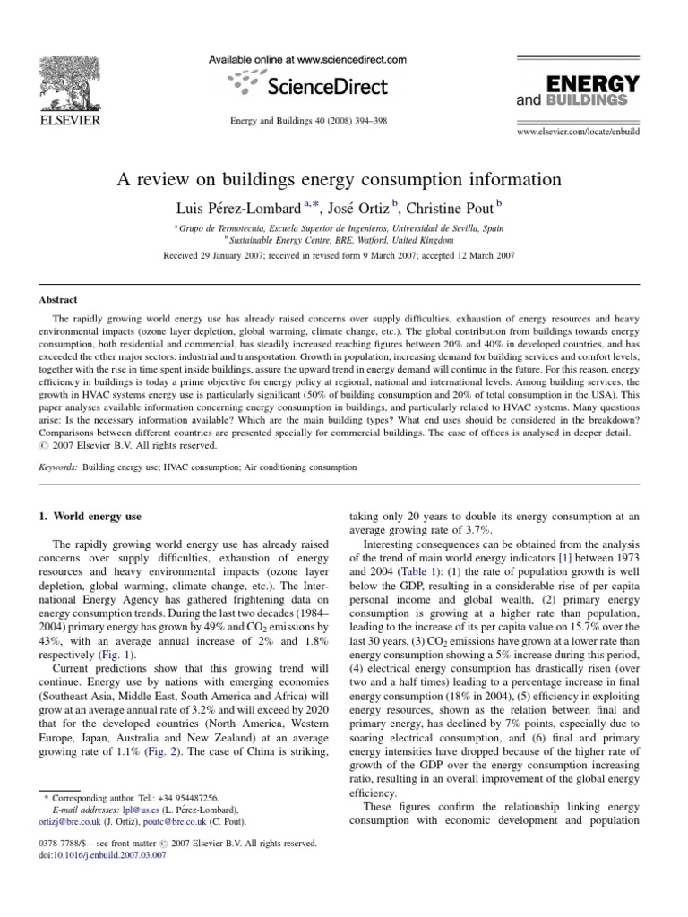 Review of Building Energy Consumption | PDF | World Energy Consumption ...