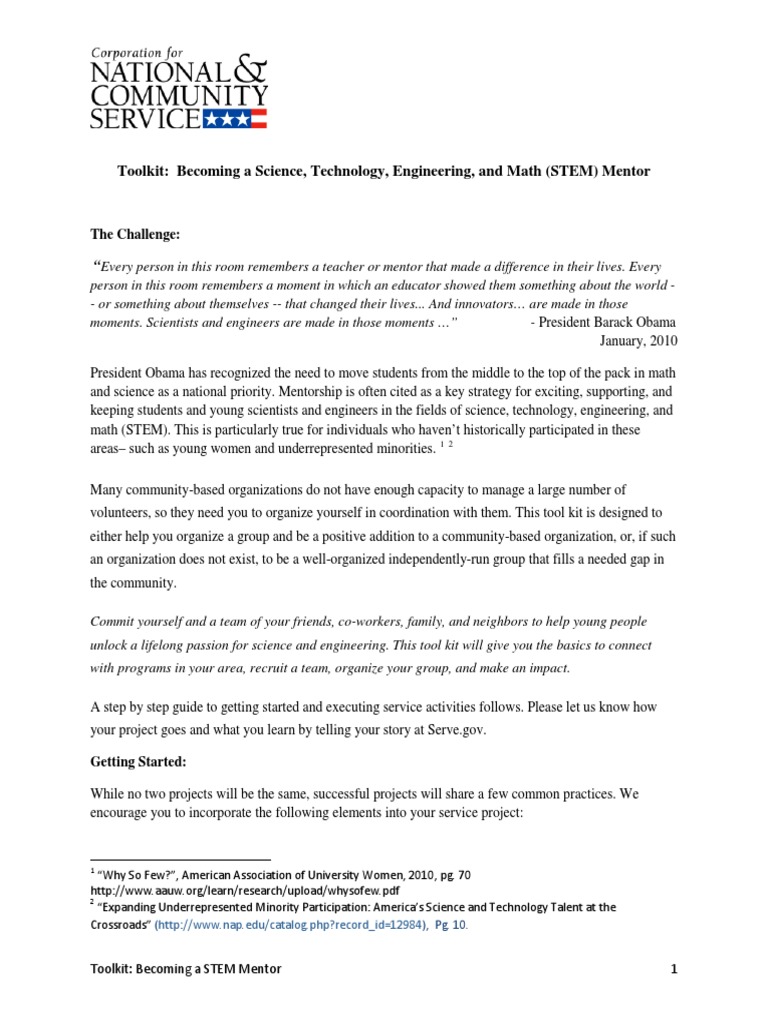 Stem Mentoring Toolkit Mentorship Science Technology - 