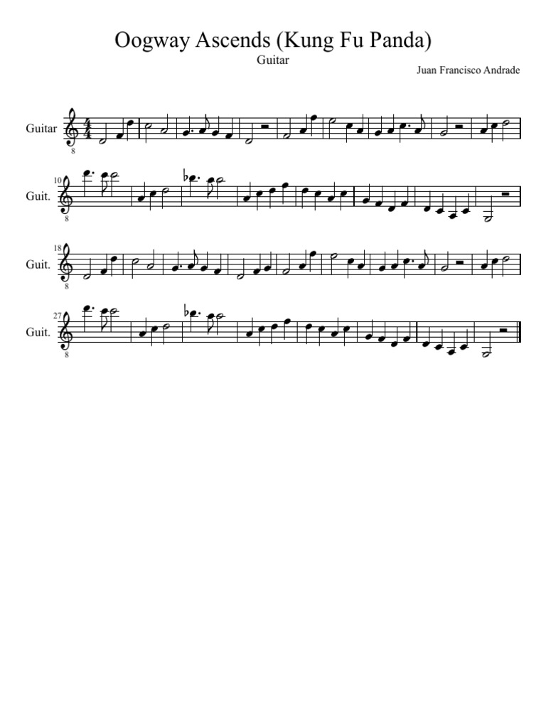 Kung Fu Panda Oogway Ascends Piano Sheet