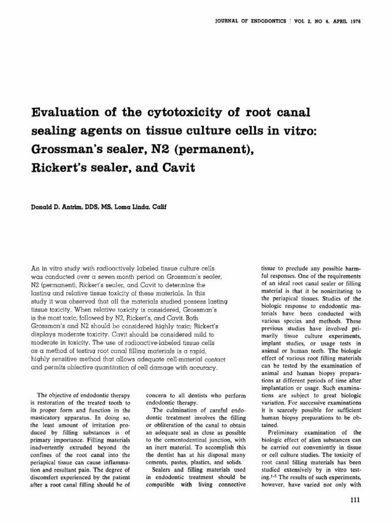 Evaluation of The Cytotoxicity of Root Canal Sealing Agents On Tissue Culture Cells in Vitro