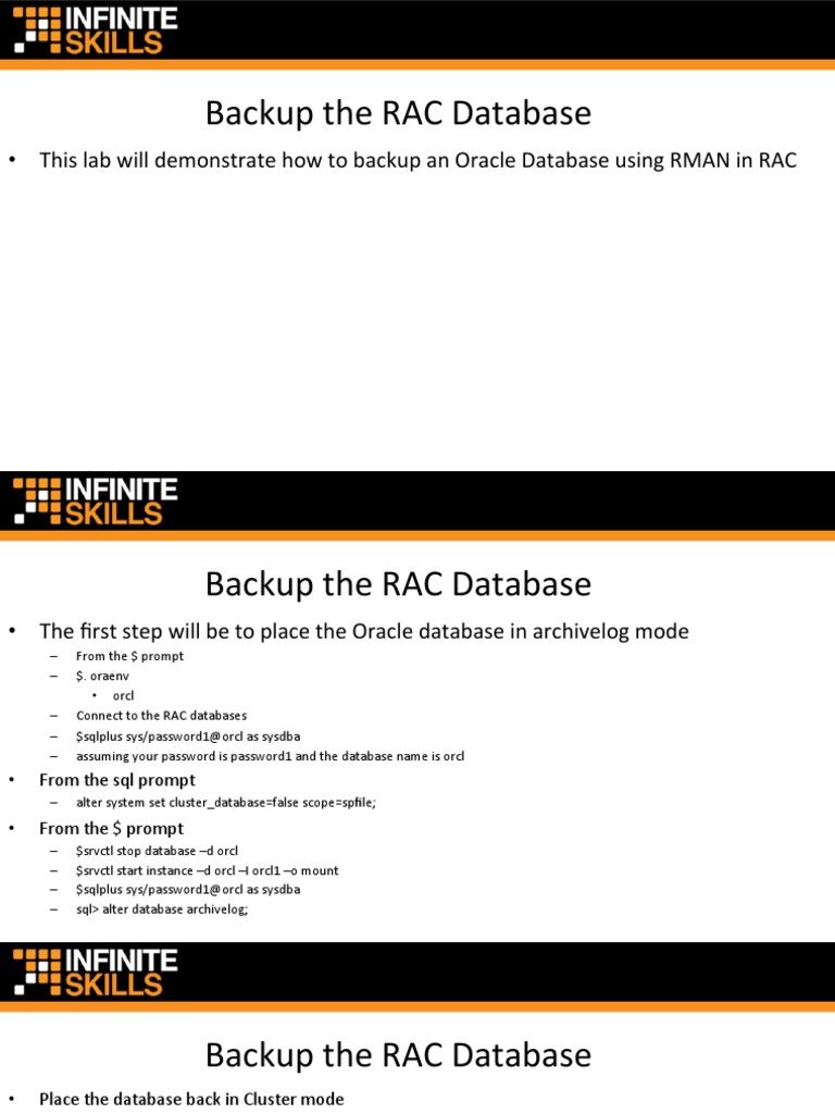 RMAN Backup for Oracle RAC Database | PDF | Oracle Database | Data ...